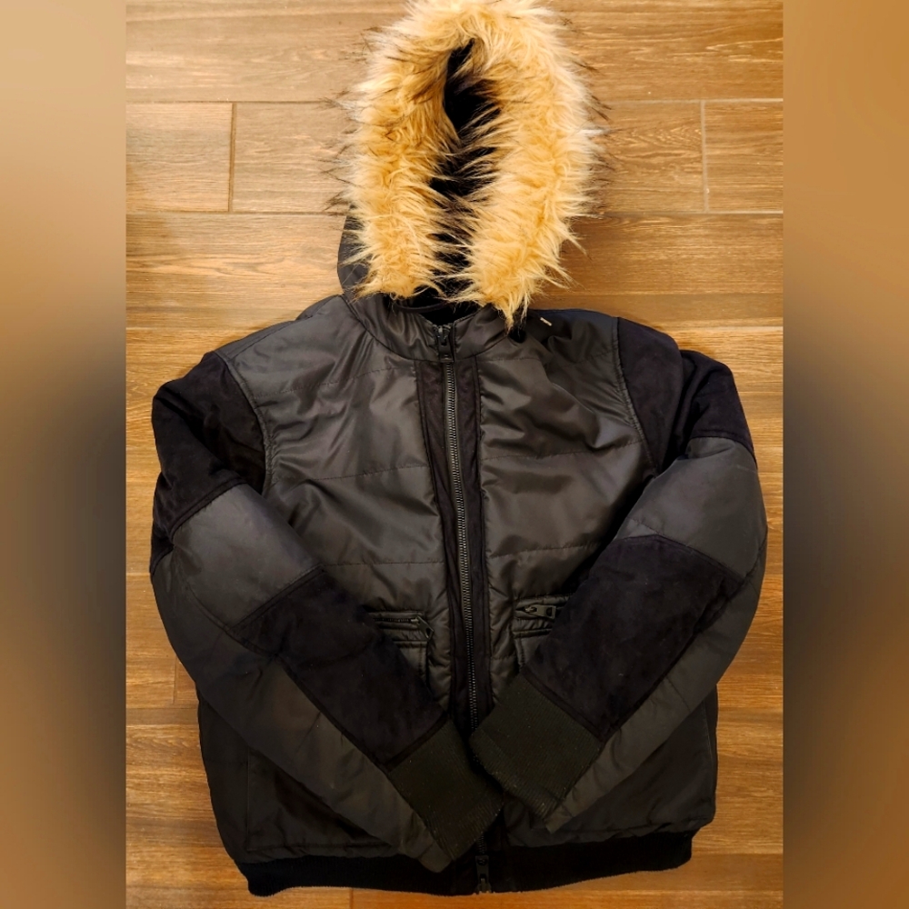 Retro 2000s Guess Puffer Coat Men's Large Black